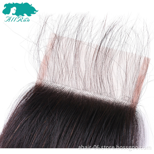 Allrun Wholesale Mink Virgin Hair Brazilian 4 X 4 Lace Frontal Virgin Wavy Russian Hair